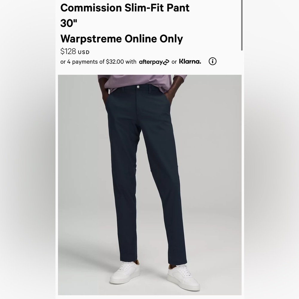 Lululemon Commission Slim Fit Pants. 31” waist, 30” length “Like New” see pics